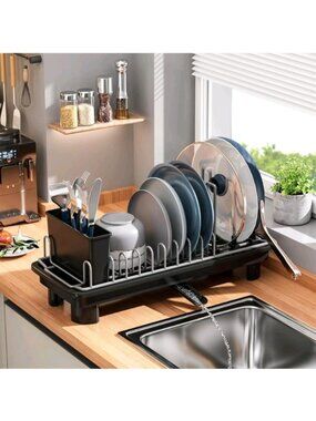 Dish Drying Rack Drainboard Removable Utensil Holder Drain Spout 16.54" x 6.3"